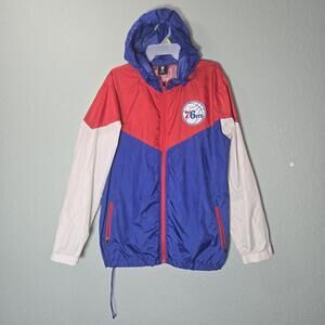 Vintage NBA Philadelphia 76ers Windbreaker Jacket Size M Red White Blue READ